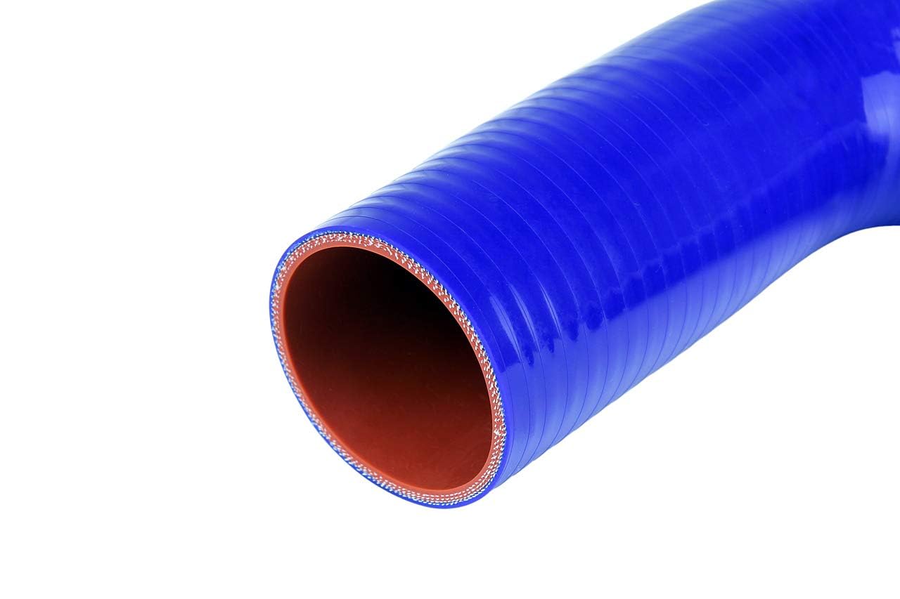 HPS High Temp HTSER90-150-187-BLK 4-ply Reinforced Silicone 90 Degree Elbow Reducer Hose, 75 psi Maximum Pressure, 4" Leg Length on each side, 1-1/2" - 1-7/8" ID, Black