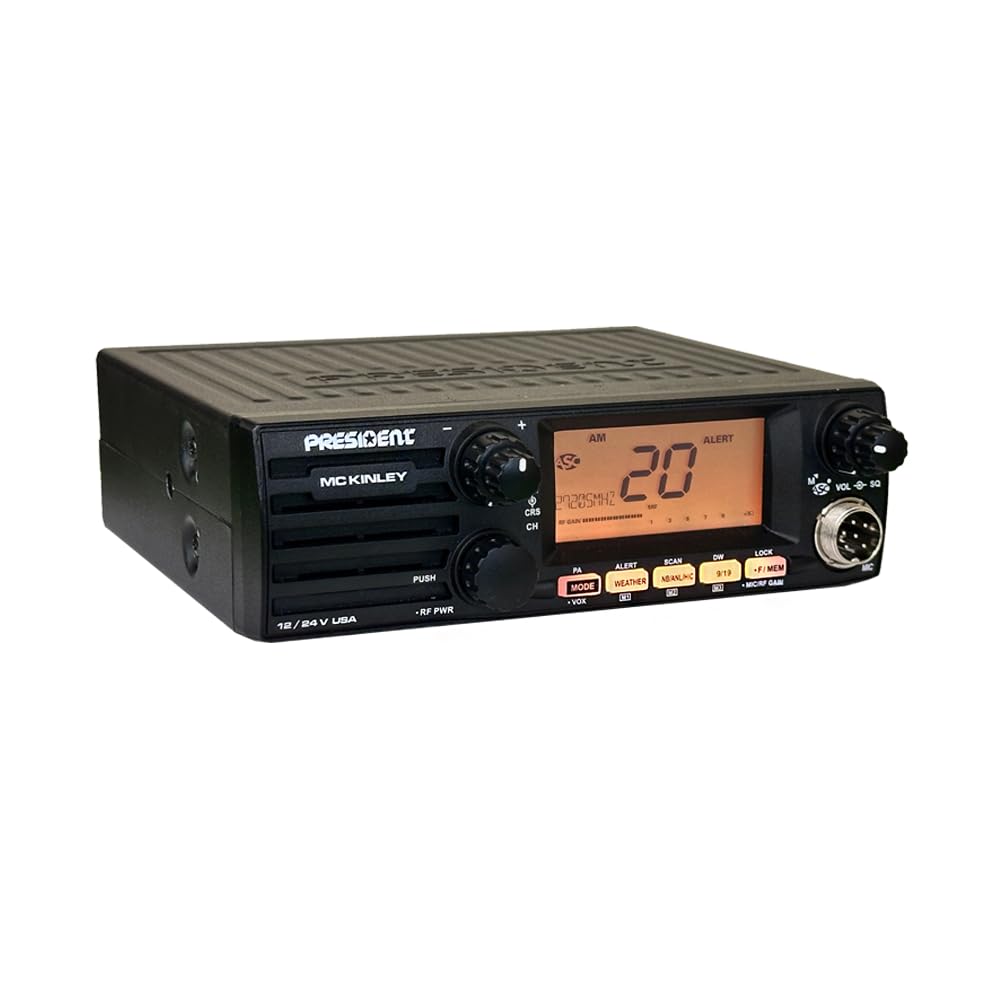 McKinley President AM/SSB CB Radio, 12/24V,40 Channel, NOAA Weather Alerts, Automatic SWR, ASC, Large LCD, NB, ANL, Hi-Cut Filters, VOX, Front Panel Loudspeaker, Clarifier, RF Power & Gain