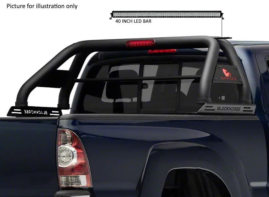 Classic Black Horse Roll Bar Includes 1 40in LED Light Bar Black Compatible with 2015-2022 Chevrolet Colorado|2015-2022 GMC Canyon-RB005BK-KIT