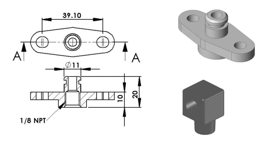Fuel Rail Adapter Turbosmart TS-0402-1014 for Mitsubishi EVO