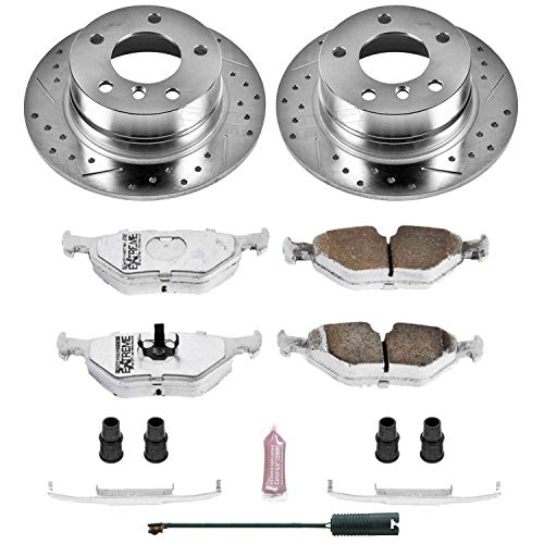 Power Stop K593-26 Brake Pads Rear Z26 Carbon Fiber with Drilled & Slotted Brake Rotors Kit For BMW 318ti 1995-1999 [Model Specific]