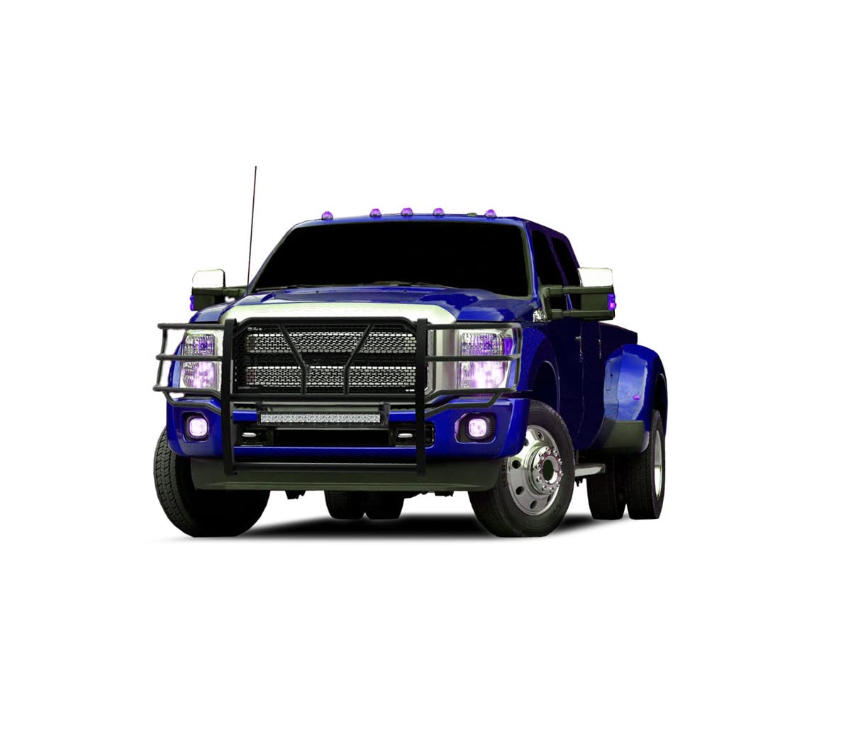 Heavy Duty Black Horse RUGGED Grille Brush Bumper Guard Modular Black Come with 20"Double Row LED Light Compatible with 2011-2016 Ford F-250/Ford F-350/Ford F-450/Ford F-550 Super Duty-RU-FOF211-B-KIT
