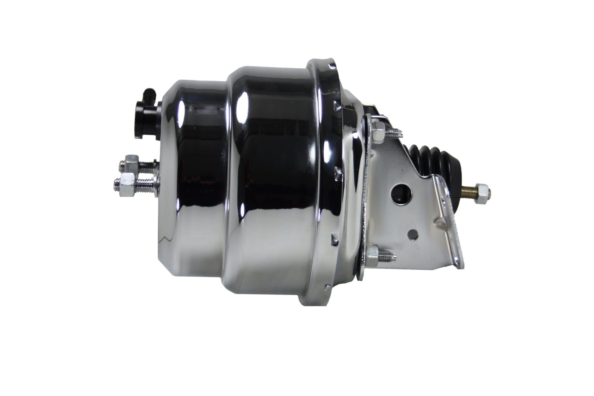 7 Inch LEED BRAKES Dual Power Booster, 1-1/8 Inch Bore Flat Top Master With Adjustable Proportioning Valve (Chrome)