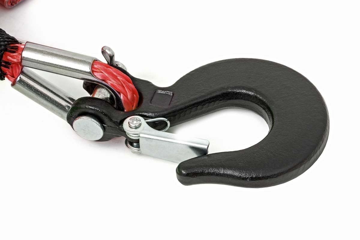 Synthetic Winch Rope Rough Country for UTV/ATV - 1/4" x 50 ft, 7,000 LB Capacity, Lightweight, Durable, Easy Spooling, Red