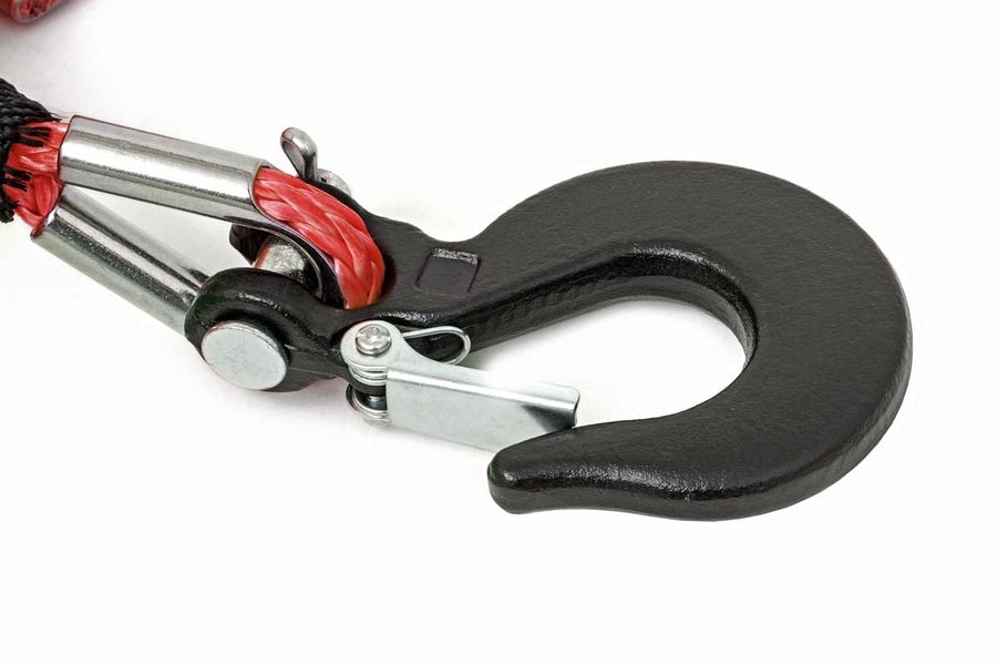 Synthetic Winch Rope Rough Country for UTV/ATV - 1/4" x 50 ft, 7,000 LB Capacity, Lightweight, Durable, Easy Spooling, Red