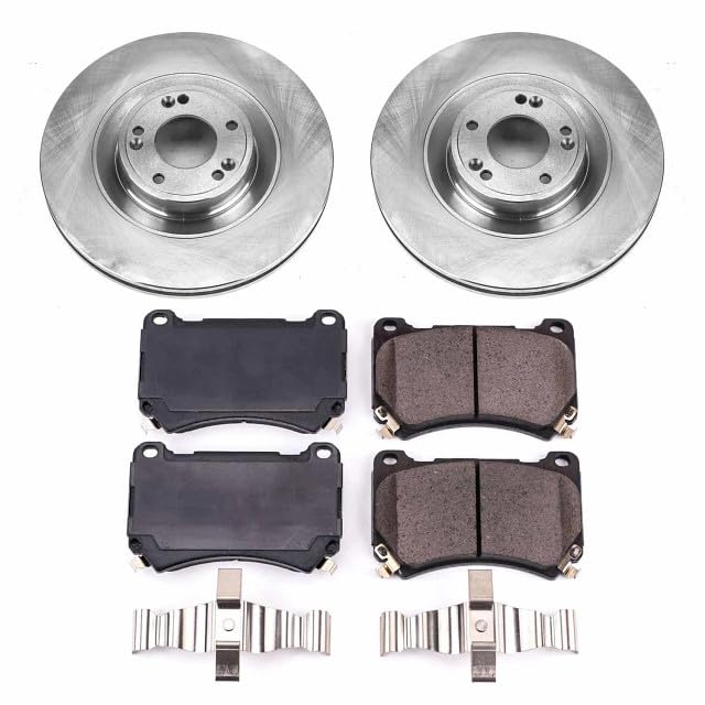 Power Stop KOE5928 Front Replacement Brake Kit-OE Brake Rotors & Ceramic Brake Pads For Hyundai Equus 2011, Hyundai Genesis 2012-2014 [Model Specific]