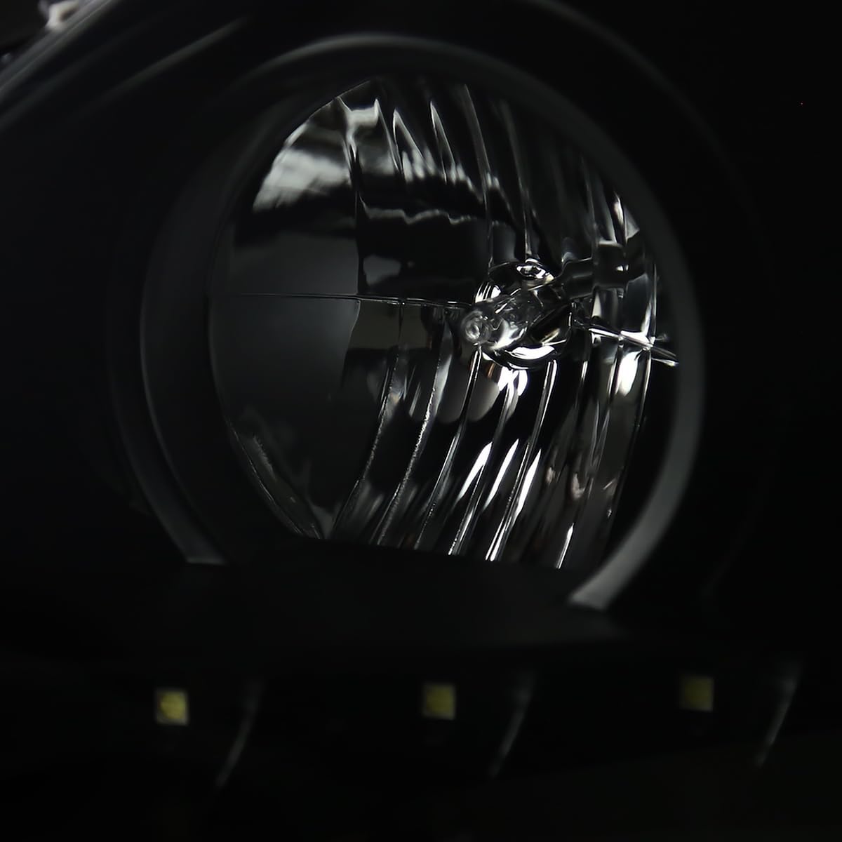 Black Smoke SPEC-D TUNING Projector Headlights w/LEDs Compatible with 2005-2010 Pontiac G6, Left + Right Pair Headlamps Assembly