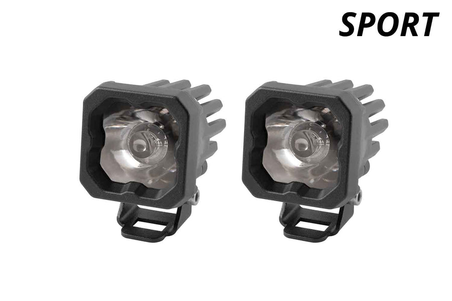 SSC1 White Sport Standard LED Pod Diode Dynamics (pair), Wide w/Amber Backlight