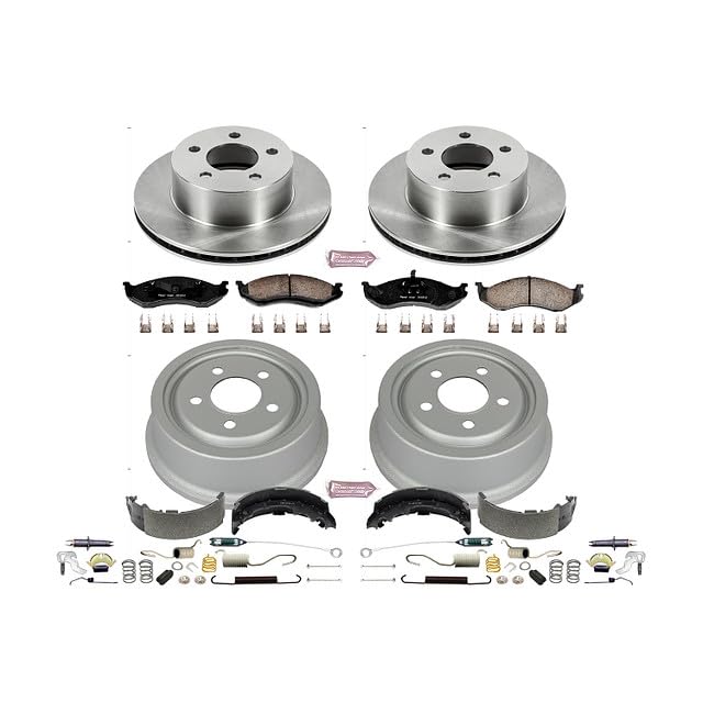 Power Stop KOE15073DK Front and Rear Replacement Brake Kit-OE Brake Drums & Ceramic Brake Pads For Jeep Wrangler, Jeep Cherokee [Model Specific]