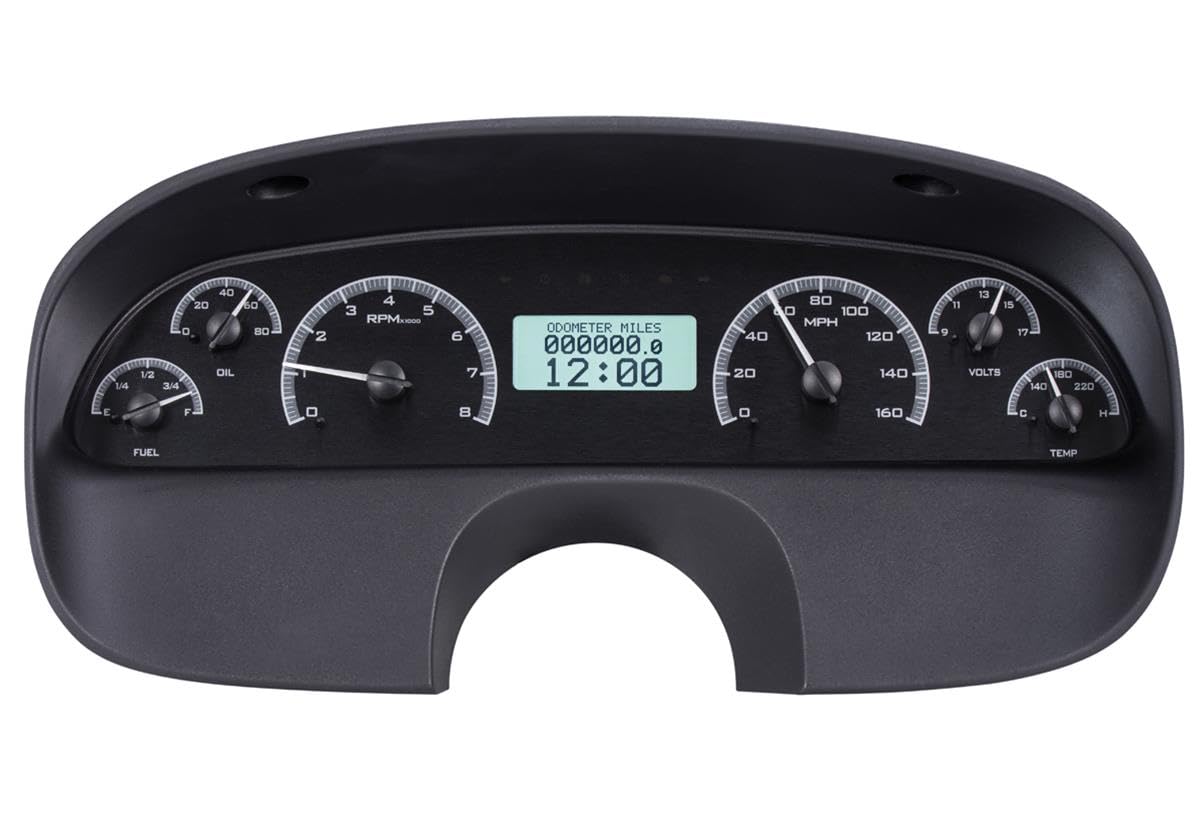 Dakota Digital VHX-94C-CAP-K-W Gauge Instrument System Compatible with 1994-96 Chevy Caprice/Impala SS Black Alloy White Backlighting