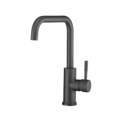 Dura Faucet Streamline RV Squared-Arc Single Handle Kitchen Sink Faucet - Optional Deck Plate (Matte Black)