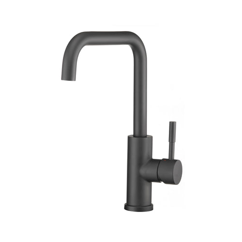 Dura Faucet Streamline RV Squared-Arc Single Handle Kitchen Sink Faucet - Optional Deck Plate (Matte Black)