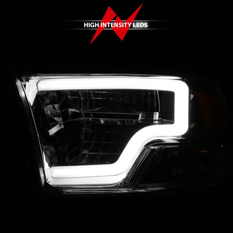 2009-2020 Dodge Ram 1500 Full LED Square Projector Headlights w/Chrome Housing ANZO (111540) Chrome Amber