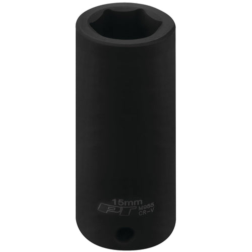 3/8-Inch Performance Tool M955 15mm Deep Wall Impact Socket for Heavy-Duty Automotive Maintenance and Repair