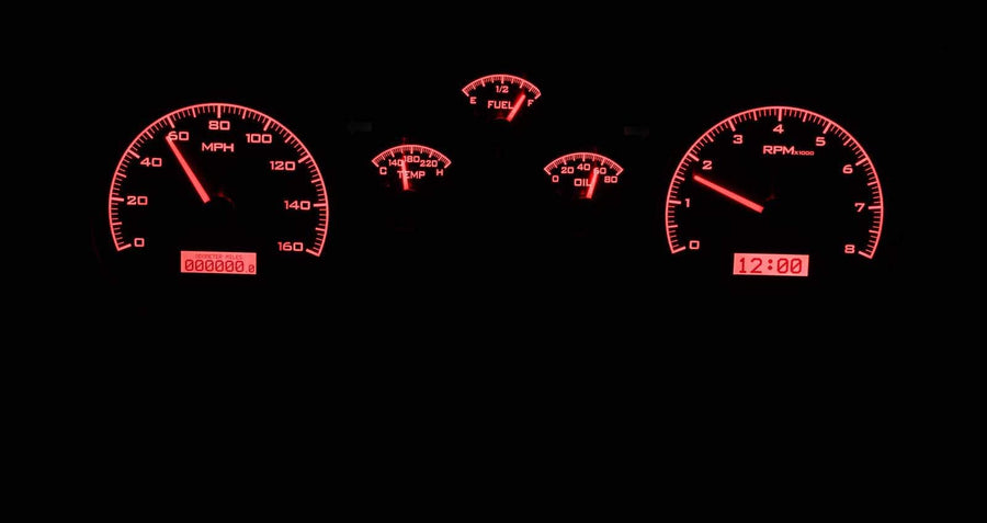 Dakota Digital VHX-82C-CAM-S-R Analog Dash Gauge System Compatible with 1982-89 Chevy Camaro Silver Alloy Red Backlighting