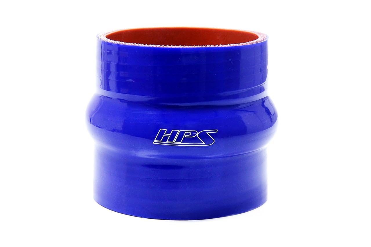 HPS Silicone High Temperature HTSHC-300-L4-BLUE 4-ply Reinforced Straight Hump Coupler Hose, 50 PSI Maximum Pressure, 4" Length, 3" ID, Blue