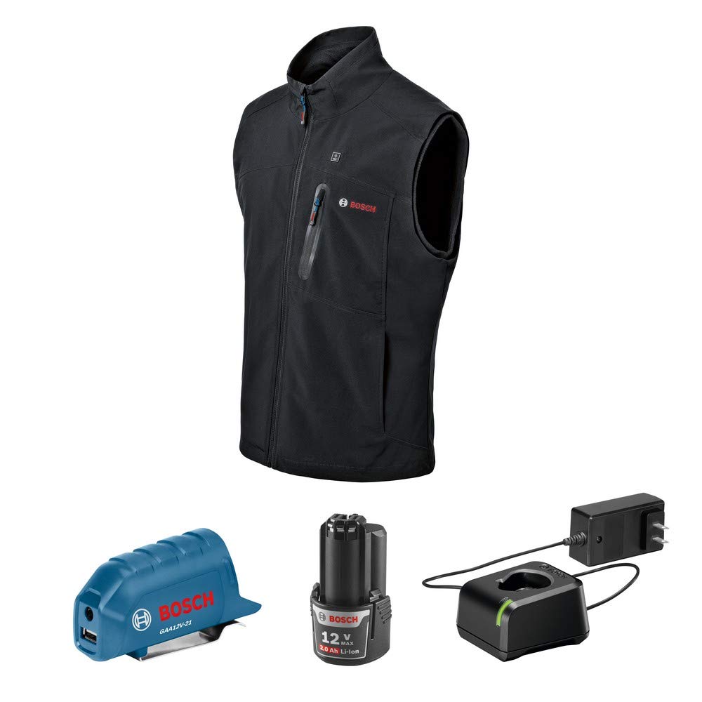Bosch 12V Max GHV12V-20XXLN12 Heated Vest Kit with Portable Power Adapter - Size 2X Large
