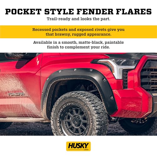 Husky Liners Pocket Style Fender Flares | Fits 2020-2026 GMC Sierra 2500 HD; 2020-2026 GMC Sierra 3500 HD, Excludes Dually | Front & Rear, 4-pcs. Black | 2804987