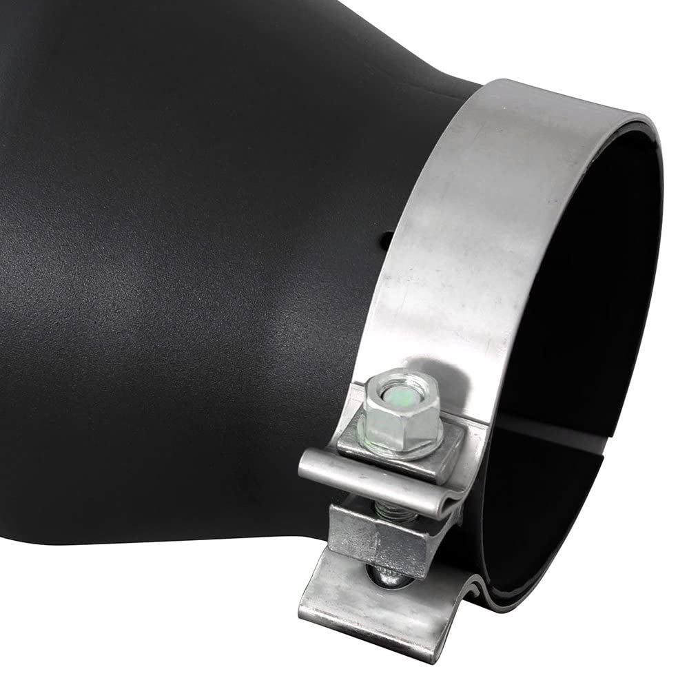 4" Inlet aFe Power 49T40606-B15 x 6" Outlet x 15" Length Stainless Steel Black Bolt-On Exhaust Tip