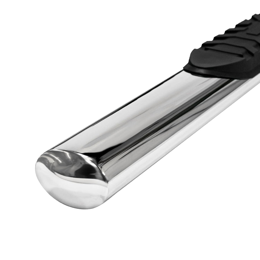Nerf Bars TrailFX A1557S for Toyota Tundra Double Cab 2022-2025 Polished Stainless Steel 4 Inch Oval Straight Side Steps with Step Pads Welded End Caps Rocker Panel Mount Running Board Pair