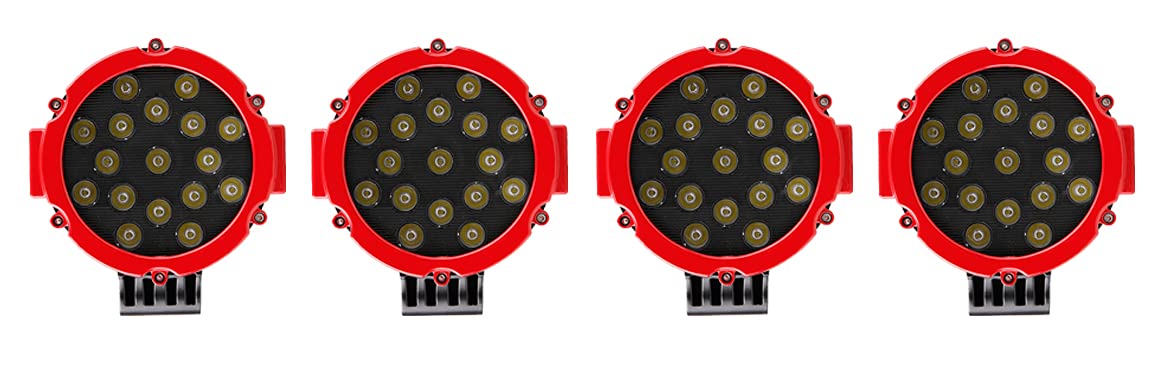 Classic Black Horse Roll Bar Incl. Pair of 7.0" Dia. LED Lights w/Red Trim Rings Compatible with 2020-2024 Jeep Gladiator-RB09BK-PLR