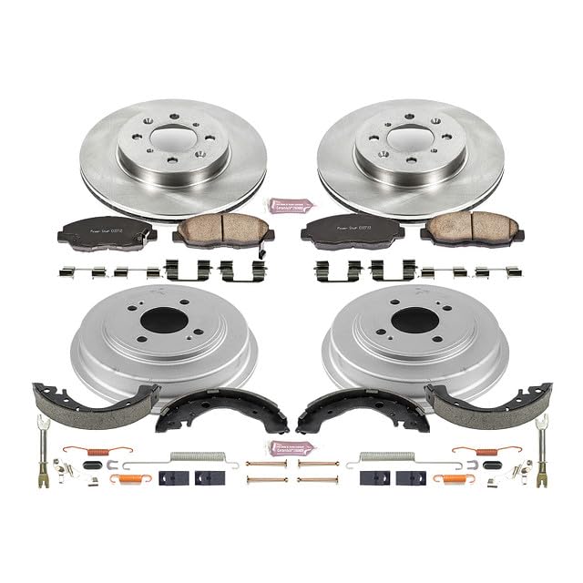 Power Stop Autospecialty KOE15247DK Front and Rear Replacement Brake Kit-OE Brake Drums & Ceramic Brake Pads For Honda Insight 2010-2014 [Model Specific]
