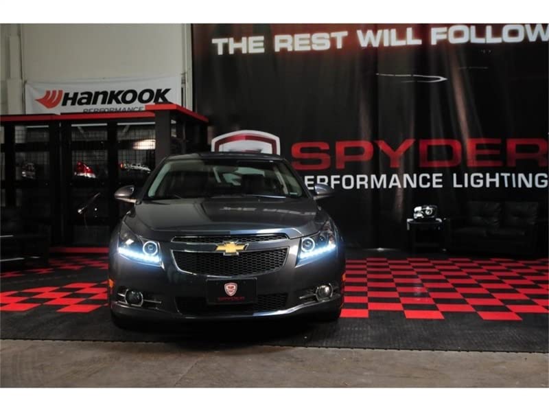LED Halo Spyder Auto Projector Headlights Black/Clear 5037916