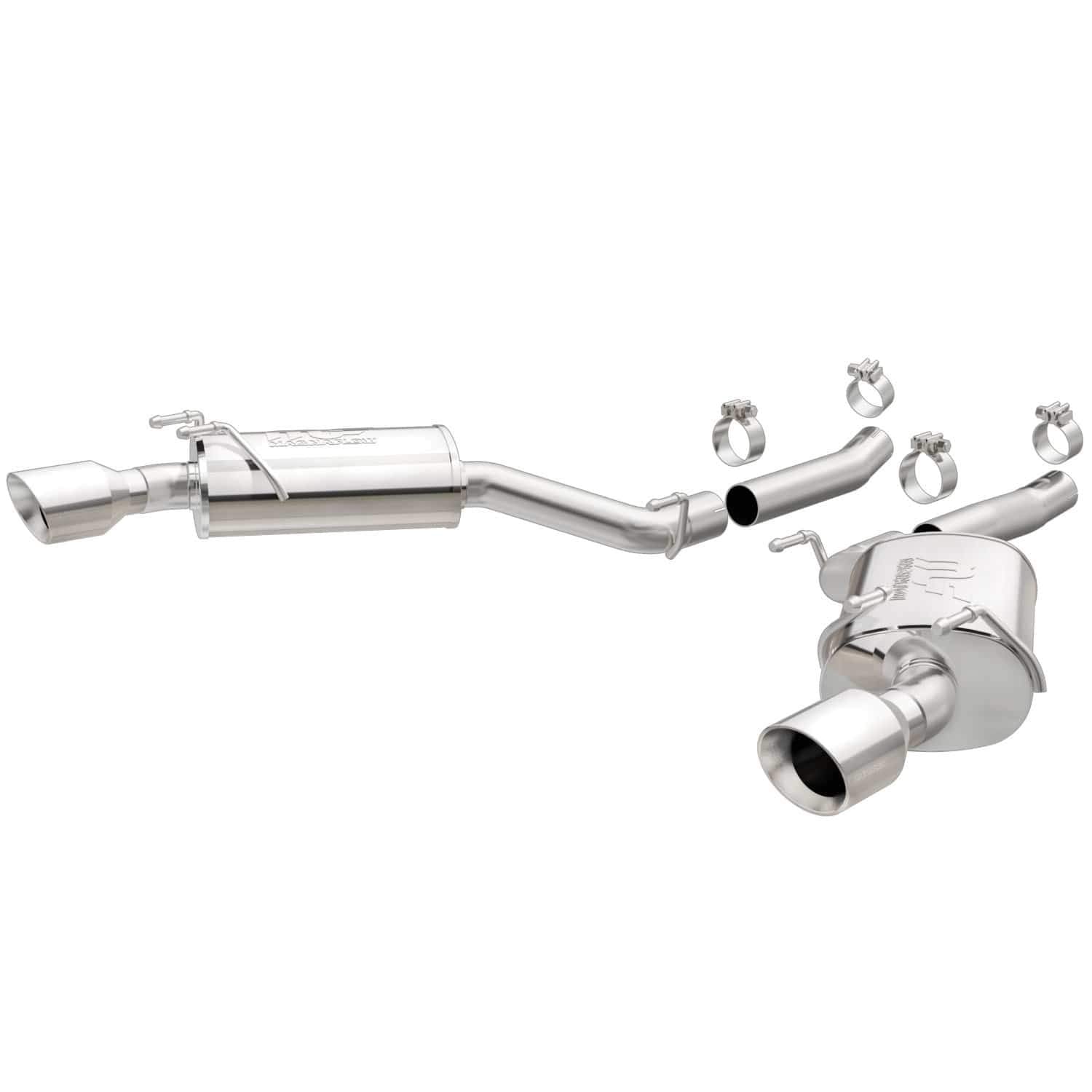 Axle-Back MagnaFlow Performance Exhaust System 15354 - Street Series, Stainless Steel 2.5in Main Piping, Dual Split Rear Exit, Polished Finish 4in Exhaust Tip - Camaro Performance Exhaust Kit