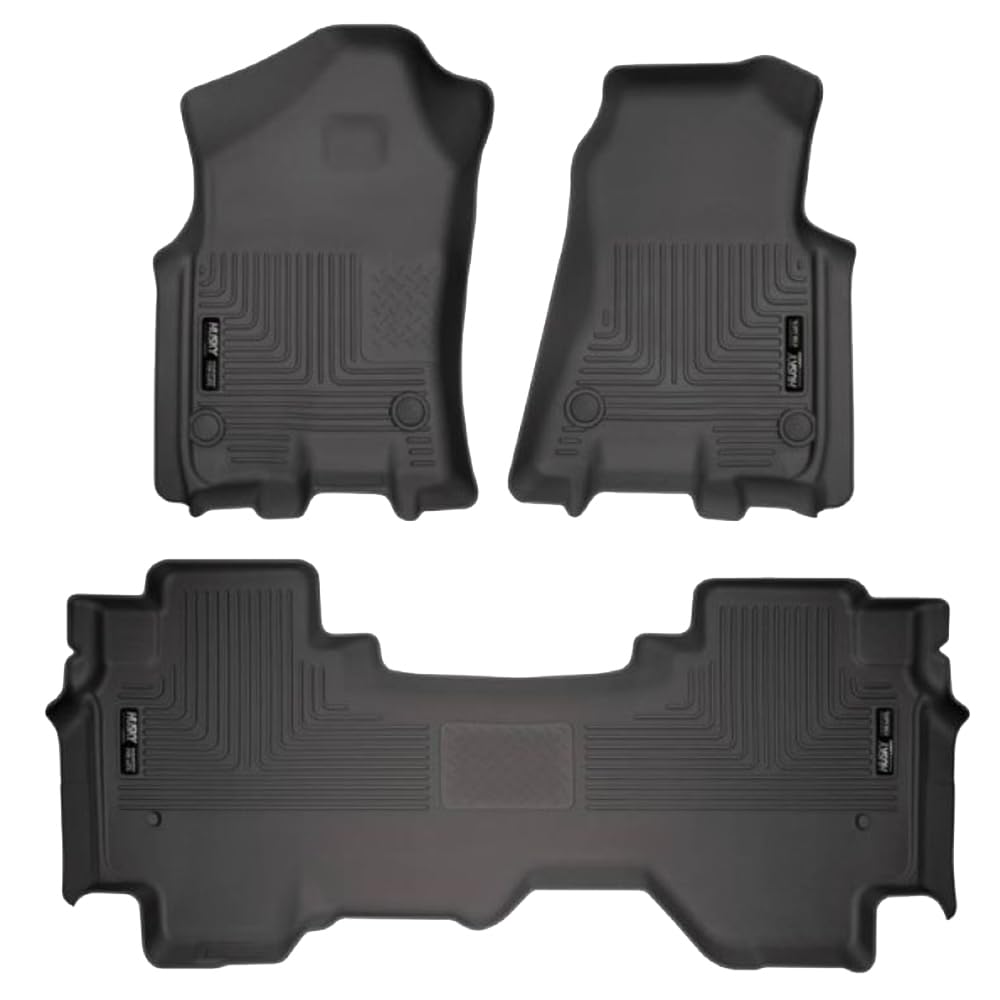 Husky Liners Floor Mats Weatherbeater | Fits 2019 - 2025 Ram 1500 Quad Cab | Front & 2nd Row, 3-pc Black - 94011