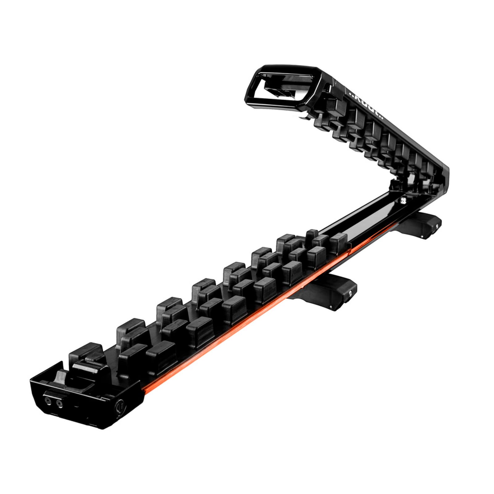 Grip 4 KUAT Durable Universal Car SUV Rooftop Crossbars Mounted Winter Sports Gear Hauling Transportation Slide-Out Locking Clamshell Rack, Fits 6 Skis/4 Snowboards - Gray with Orange Anodize