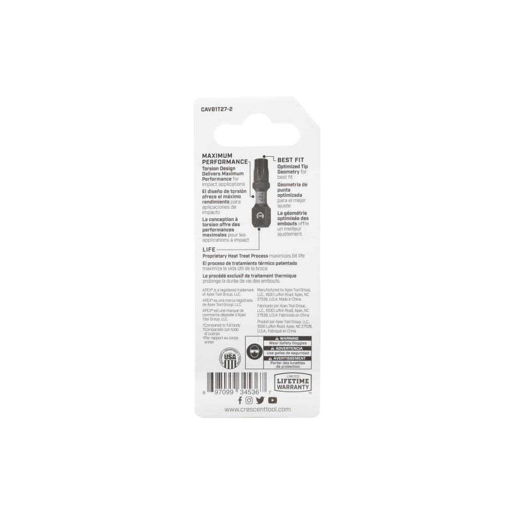 Bit,Vortex,APEX 1" T27,2Pk (CAVB1T27-2)
