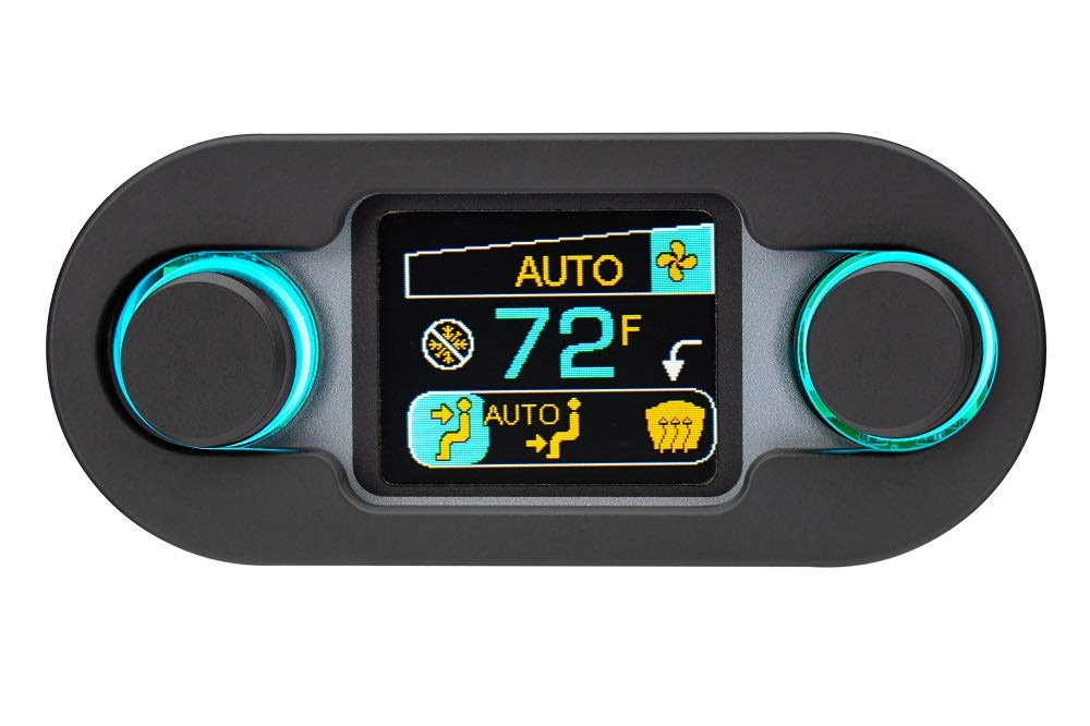 Dakota Digital DCC Climate Control - Vintage Air Gen IV 2-Knob, HDX-Style, Black, Silver Alloy - Compatible with Most Vehicles