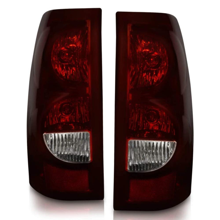 2003-2006 Chevrolet Silverado 1500 Taillights ANZO PROZ Compatible Dark Red/Clear Lens (OE Style) (Pair) 211184