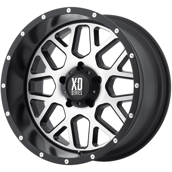 XD Wheels Xd820 Satin Black MACHINED FACE Grenade Wheel with Alloy Steel (20 x 10. inches /6 x 87 mm, -24 mm Offset)