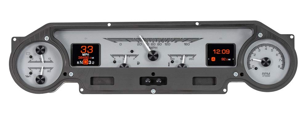 Dakota Digital HDX-64F-FAL-S Analog Gauge System Compatible with 1964-65 Ford Falcon, Ranchero and Mustang Silver Alloy
