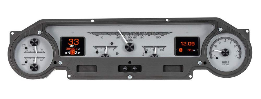 Dakota Digital HDX-64F-FAL-S Analog Gauge System Compatible with 1964-65 Ford Falcon, Ranchero and Mustang Silver Alloy