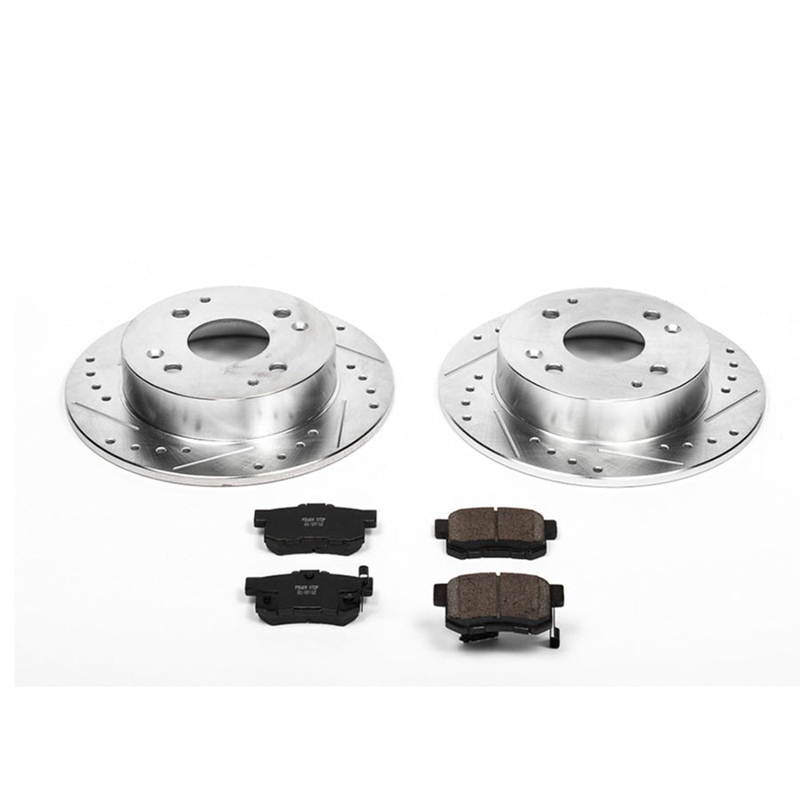 Power Stop K1244 Z23 Carbon Fiber Brake Pads Rear with Drilled & Slotted Brake Rotors Kit For Acura CL 1998-1999, Honda Accord 1998-2002 [Model Specific]