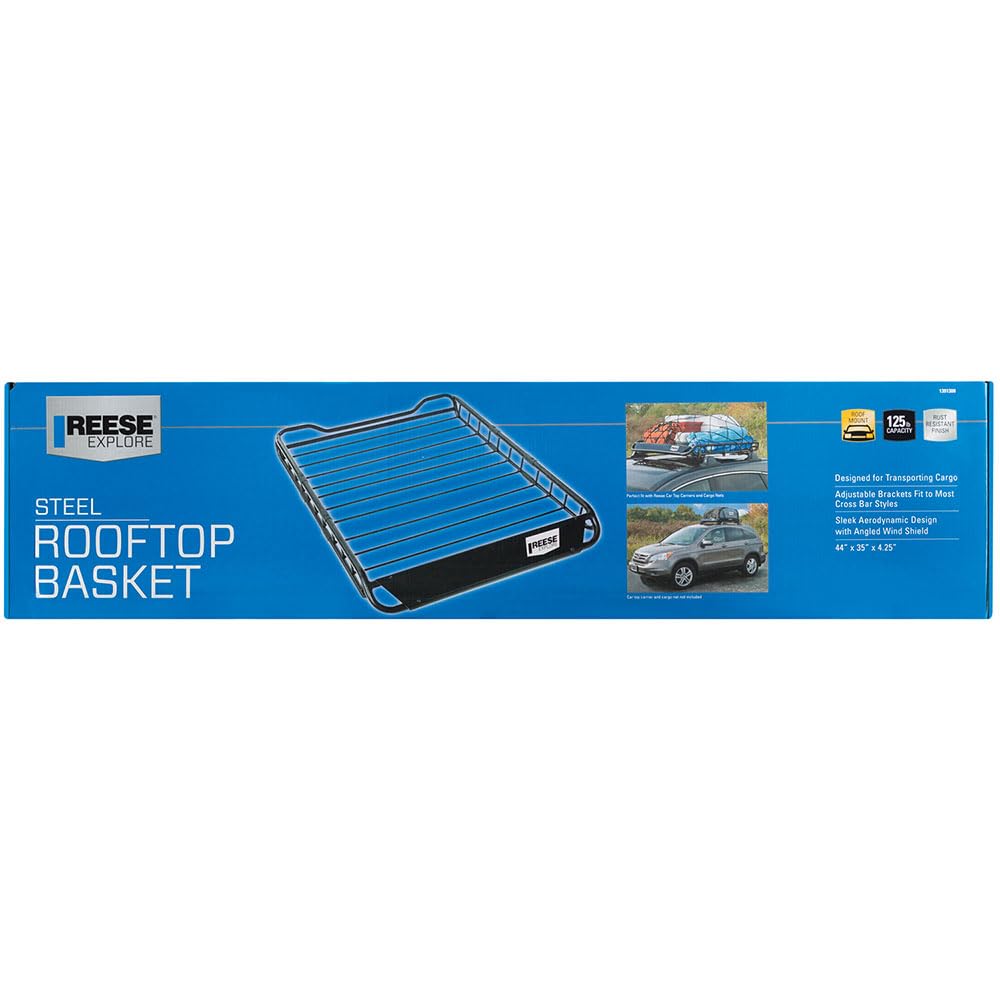 Rooftop Cargo Basket Reese Explore 1391300, 44 x 35 Inches, 125 lbs. Capacity, Fits Most Vehicles with Cross Bars