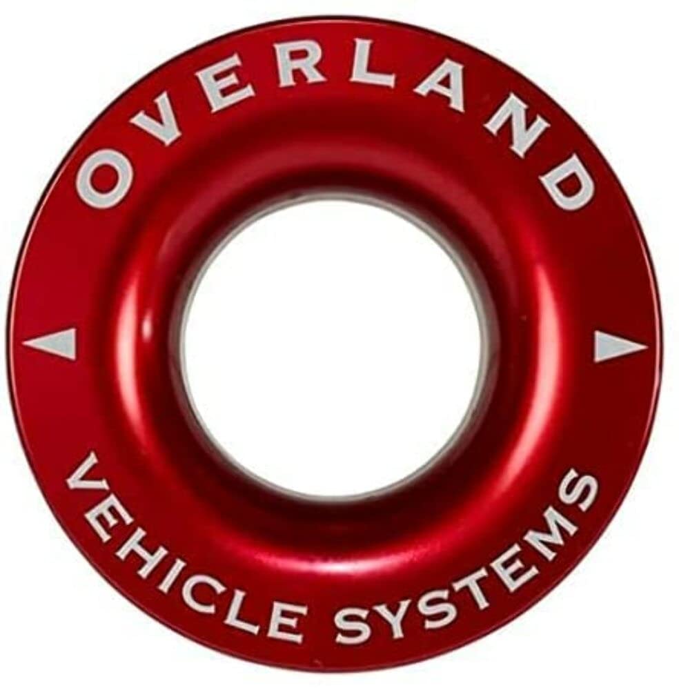 Recovery Ring Overland Vehicle Systems 2.5" 10,000 lb. Red with Storage Bag - T6 6061 Aircraft Grade Aluminum - for Use for Truck, SUV, ATV and UTV