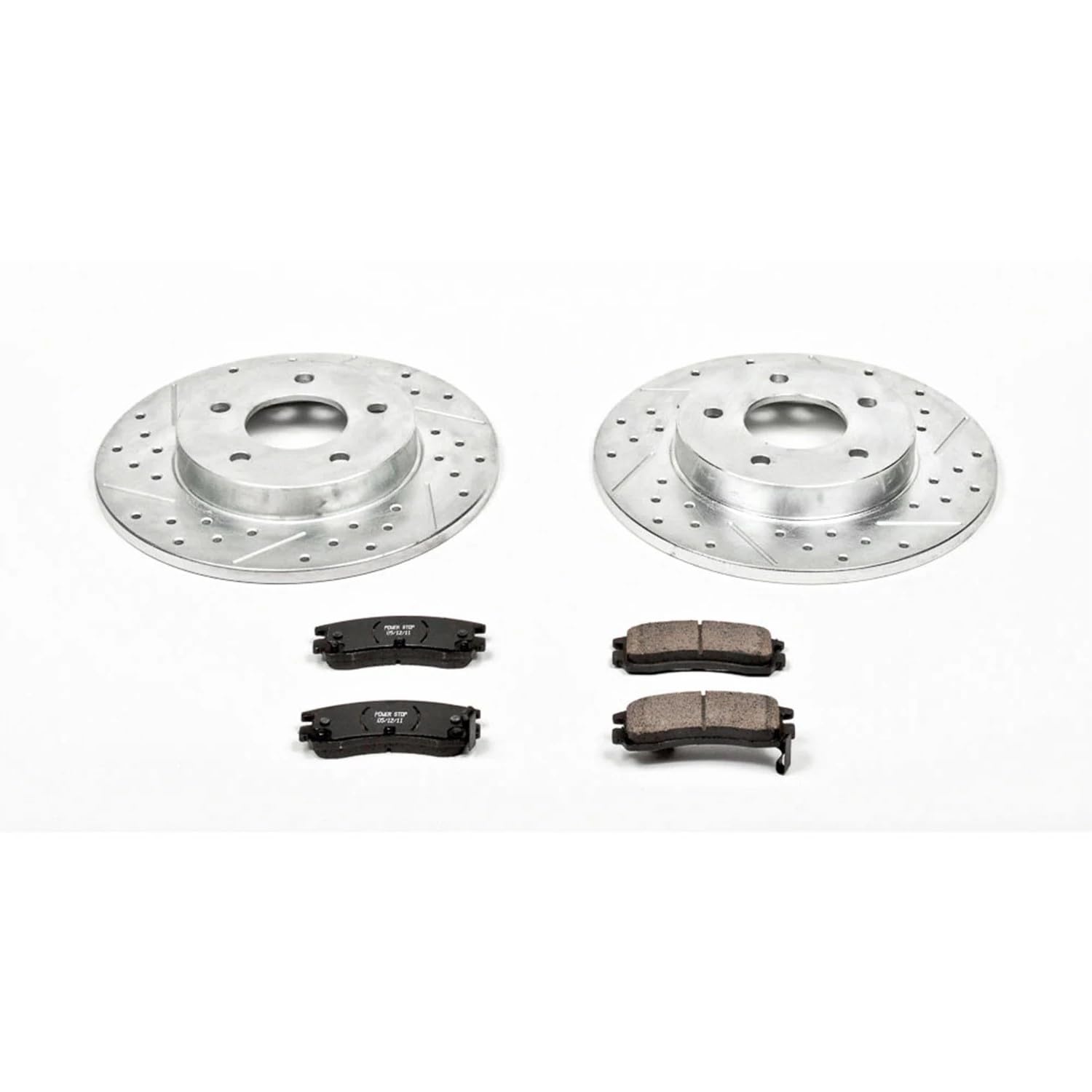 Power Stop K3115 Z23 Carbon Fiber Brake Pads with Drilled & Slotted Brake Rotors Kit Rear