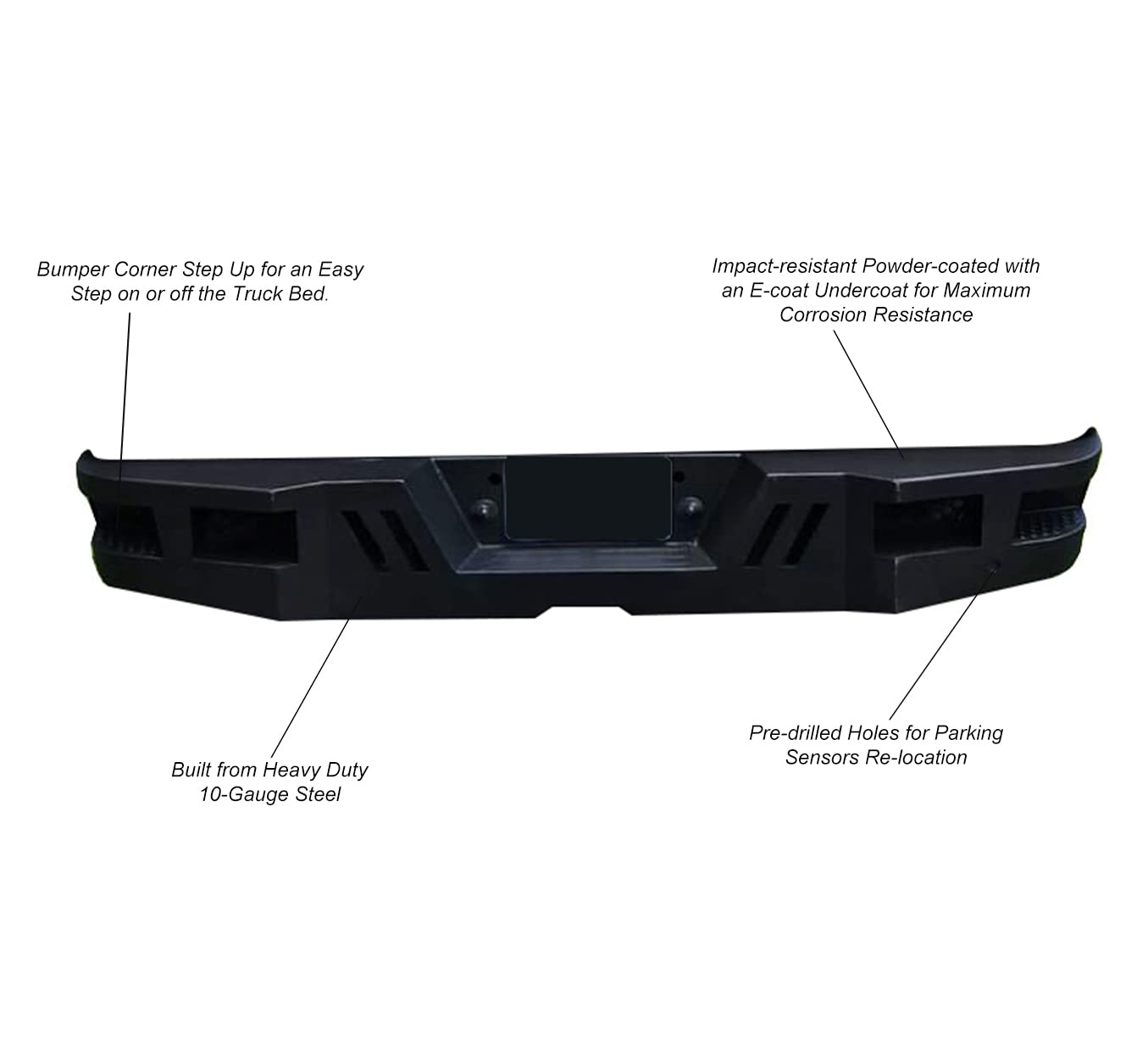 Super Heavy Duty Black Horse Armour Rear Bumper Matte Black Compatible with 2017-2024 Ford F-250 Super Duty|2017-2024 Ford F-350 Super Duty-ARB-F217