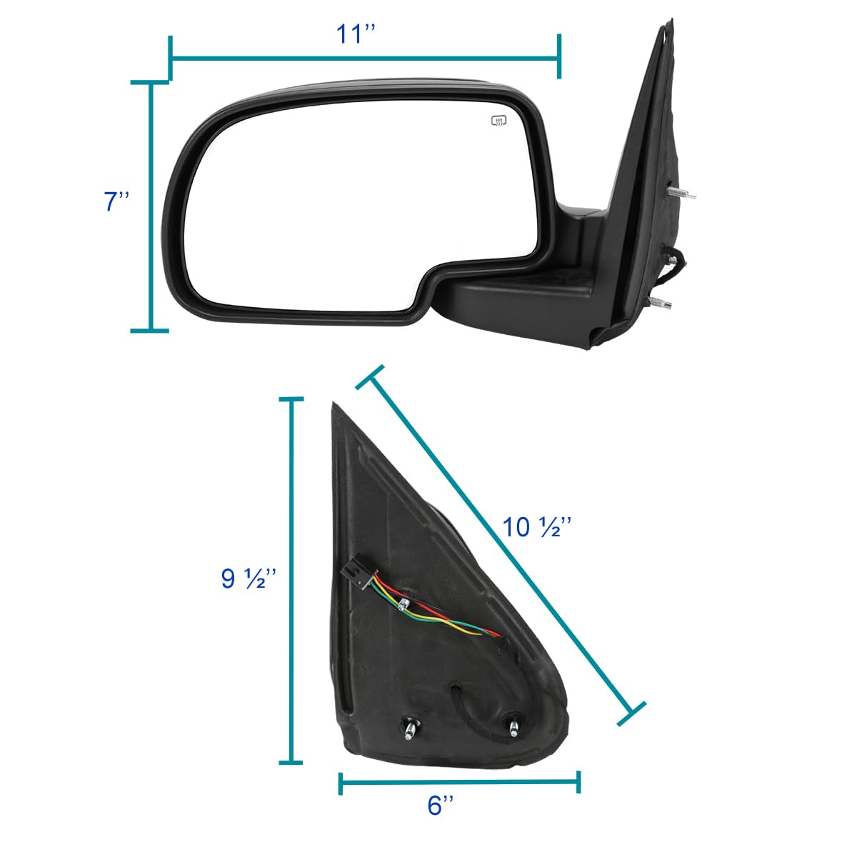 Spec-D Tuning Power Heated Left Driver Side Manual Fold Mirror Compatible with 1999-2002 Chevy Silverado, GMC Sierra