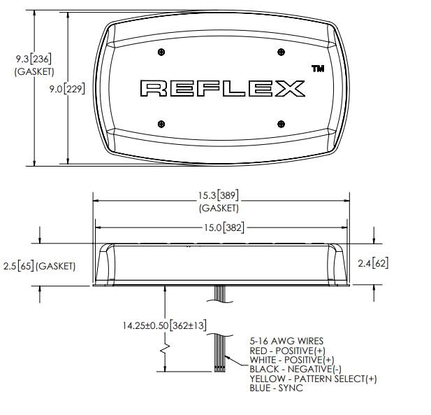 Ecco 5590crb Safety Group Led Minibar: Reflex, 15in, 12-24vdc, 18 Flash Patterns, Clear Dome, Red/Blue Ill