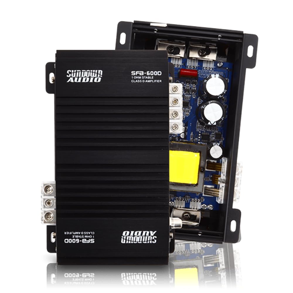 Full Range Sundown Audio Class D Monoblock Amplifier - 1000W/600W RMS 1-Ohm Stable Digital Car Audio Amp with Variable Filters, Bass Boost, Clipping Remote, 4-Way Protection (SFB-600D)