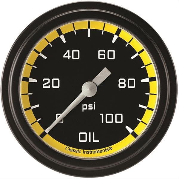 AX381YBLF Classic Instruments AutoCross Yellow 2-5/8" Oil Pressure Gauge