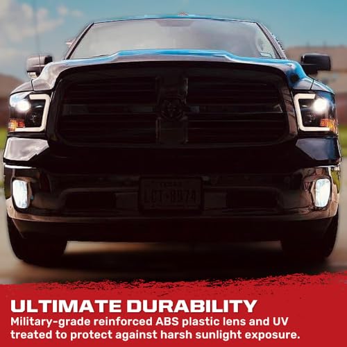RECON - Projector Headlights Fits 09-23 RAM 1500 Classic Body & 10-18 RAM 2500/3500 Ultra Bright White OLED Halos & DRL in Smoked Lens
