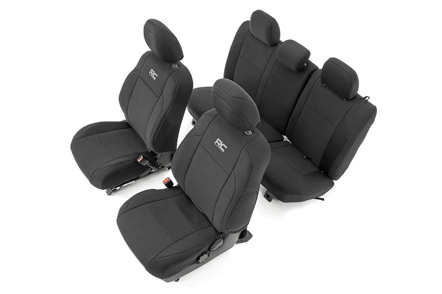 Rough Country Neoprene Seat Covers for Tacoma Toyota (2016-2023) - Waterproof, UV Resistant, Foam Padded, F/R Seat Cover Set