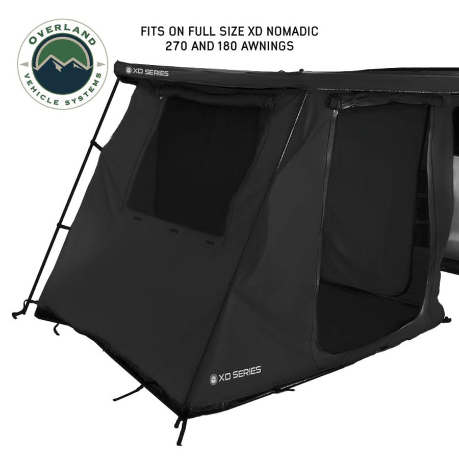 XD Nomadic 270/180 Awning Room Enclosure - Overland Vehicle Systems, Black Body, Black Trim (4 Walls & Floor)