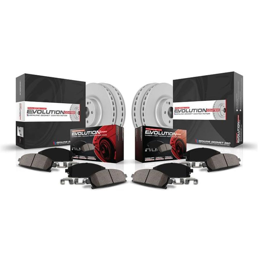 Power Stop Z23 CRK8053 Front and Rear Coated Rotor Kit-Coated Brake Rotors, Carbon Ceramic Brake Pads For Audi A6 Quattro 2019-2020, Audi Q5 2018 [Model Specific]