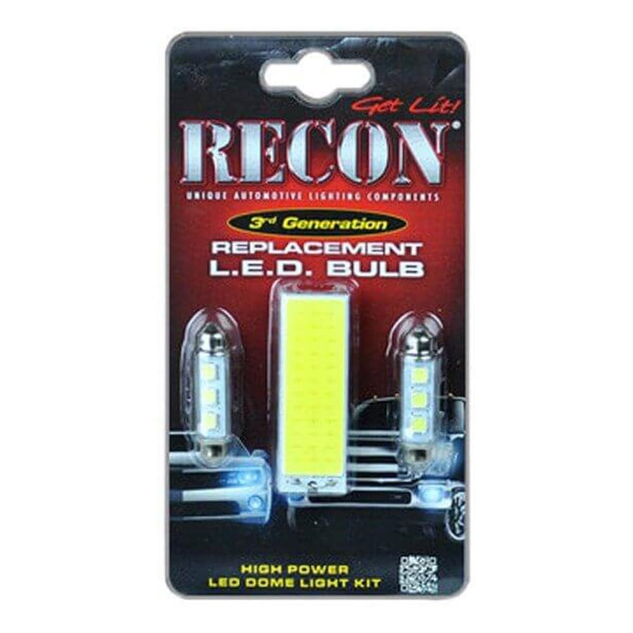 RECON - Upgraded High Power LED Dome Light Replacement Set Fits 1999-2010 Super Duty F250, F350, F450 (3-PC SET)